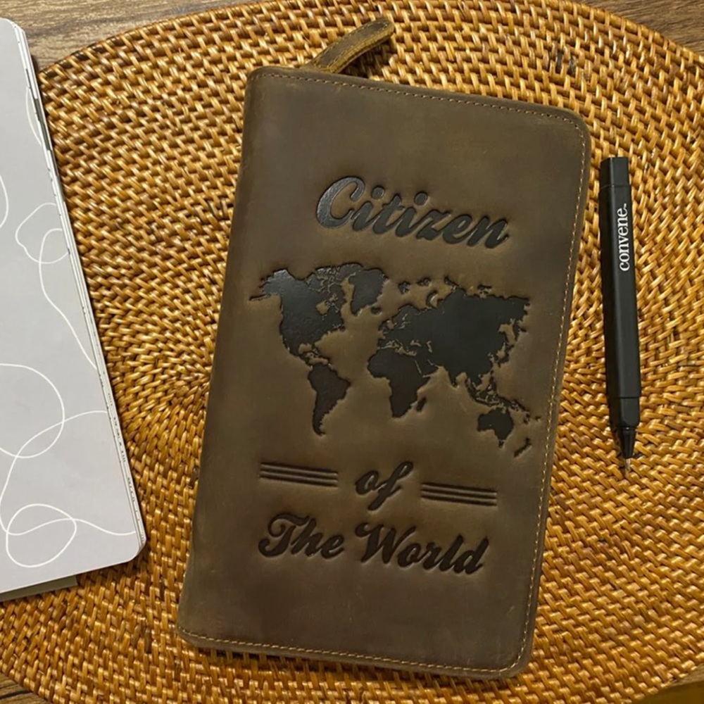 Travel document organizer from real leather